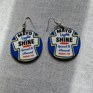 Womens custom mayo light shine novelty handmade dangle earrings